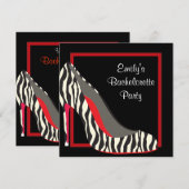 Rode Zebra hoge hak schoenen vrijgezellenfeest Kaart (Voorkant / Achterkant)