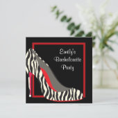 Rode Zebra hoge hak schoenen vrijgezellenfeest Kaart (Staand voorkant)