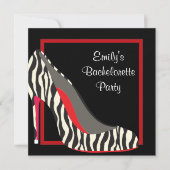 Rode Zebra hoge hak schoenen vrijgezellenfeest Kaart (Voorkant)