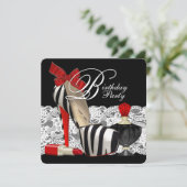 Rode Zebra Hoge Hak Schoenen Zwart Rood Zebra Part Kaart (Staand voorkant)