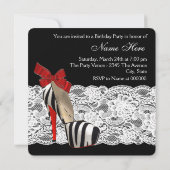 Rode Zebra Hoge Hak Schoenen Zwart Rood Zebra Part Kaart (Achterkant)