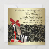 Rode Zebra Hoge Hak Schoenen Zwart Rood Zebra Part Kaart (Achterkant)