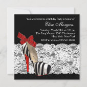 Rode Zebra Hoge Hak Schoenen Zwart Rood Zebra Part Kaart (Achterkant)