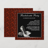 Rode Zebra Hoge Hakken Bachelorette Feestje Kaart (Voorkant / Achterkant)