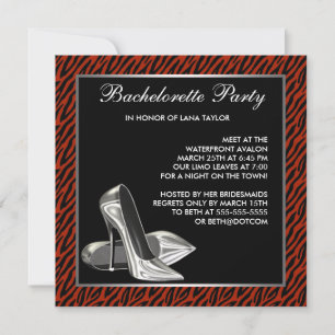 Rode Zebra Hoge Hakken Bachelorette Feestje Kaart