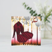 Rode Zebra Hoge Hakken Schoenen Verjaardagsfeestje Kaart (Staand voorkant)