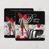 Rode zebra hoge hakken Zwart Rode zebra Feestje Kaart (Voorkant / Achterkant)