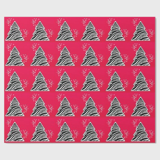 Rode Zebra kerstboom Cadeaupapier (Vlak)
