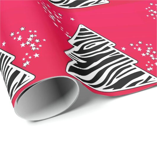 Rode Zebra kerstboom Cadeaupapier (Rol Hoek)