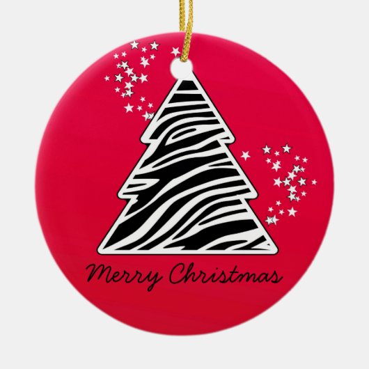 Rode Zebra kerstboom Keramisch Ornament (Voorkant)