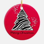 Rode Zebra kerstboom Keramisch Ornament (Achterkant)