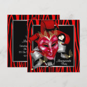 Rode Zebra Masker Rode Masquerade Party Kaart (Voorkant / Achterkant)