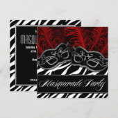 Rode Zebra Masquerade Ball Party uitnodigingen (Voorkant / Achterkant)