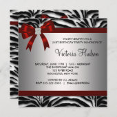 Rode zebra meisje verjaardagsfeestje voor vrouwen kaart (Voorkant / Achterkant)