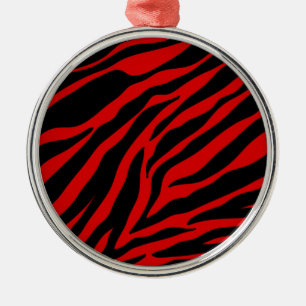 rode zebra metalen ornament