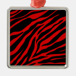rode zebra metalen ornament