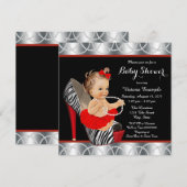 Rode Zebra Pearl Tutu Hoge Hak Schoen Baby shower Kaart (Voorkant / Achterkant)