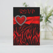 Rode Zebra Rode Hart RSVP Kaart (Staand voorkant)