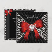 Rode Zebra Streep Zwarte Verjaardagsfeest 2 Kaart (Voorkant / Achterkant)