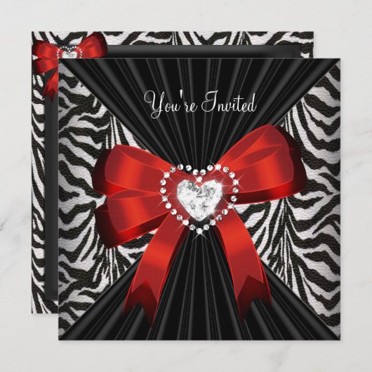 Rode Zebra Stripe Black Birthday Party 2 Kaart (Voorkant / Achterkant)