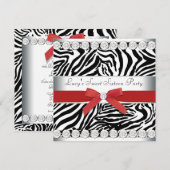 Rode Zebra Sweet 16 verjaardagsfeestje Kaart (Voorkant / Achterkant)