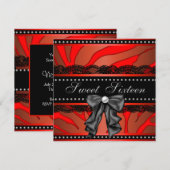 Rode Zebra Sweet Sixteen verjaardagsfeestje Kaart (Voorkant / Achterkant)