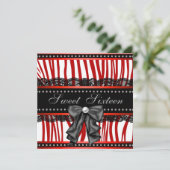 Rode Zebra Sweet Sixteen verjaardagsfeestje Kaart (Staand voorkant)