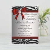 Rode Zebra Sweet Sixteen verjaardagsfeestje Kaart (Staand voorkant)