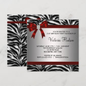 Rode Zebra vrouw op Birthday party Kaart (Voorkant / Achterkant)