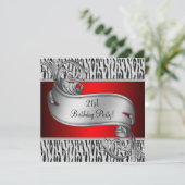 Rode Zebra vrouwen 21ste verjaardagsfeest Kaart (Staand voorkant)