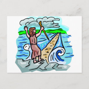 Rode Zee die Christelijke illustraties scheidt Briefkaart
