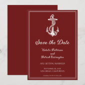 Rode Zeeanker Save the Date Uitnodiging (Voorkant / Achterkant)