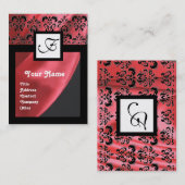 RODE ZEEDAMASKLOOT, ZWAKKE MONOGRAM VISITEKAARTJE (Voorkant / Achterkant)