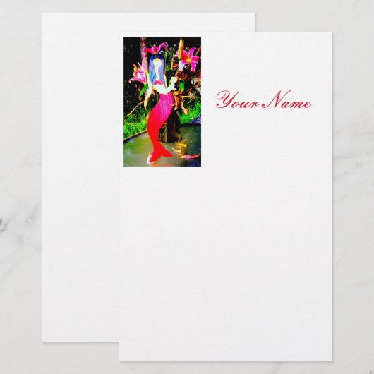 rode zeemeermin briefpapier (Voorkant / Achterkant)