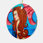 rode zeemeermin keramisch ornament (Links)