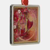Rode Zeemeermin Kerstversiering Metalen Ornament (Rechts)