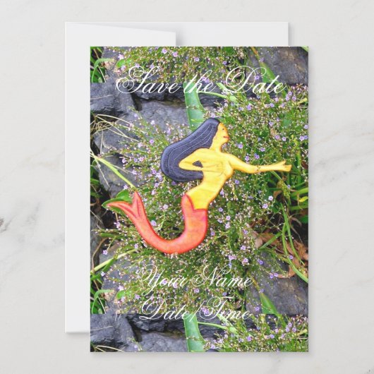 rode zeemeermin magnetische uitnodiging (Voorkant)