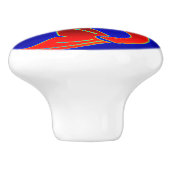 rode zeemeermin op blauw keramische knop (Zijkant)