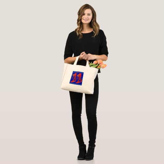 rode zeemeermin op blauw mini tote bag (Voorkant (model))