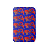 rode zeemeermin op blauw patroon badmat (Voorkant Verticaal)
