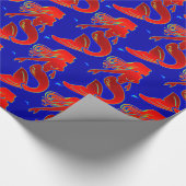 rode zeemeermin op donkerblauw cadeaupapier (Hoek)
