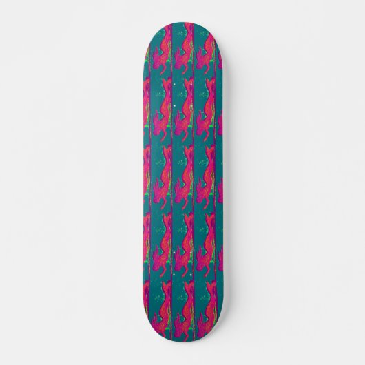 rode zeemeermin op groen skateboard (Voorkant)