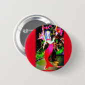 rode zeemeermin ronde button 5,7 cm (Voorkant /achterkant)