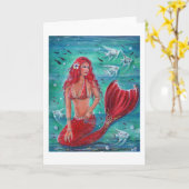 Rode zeemeermin "Vivian" onderwatertropische vis Kaart (Gele Bloem)