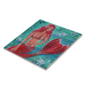 Rode zeemeermin "Vivian" onderwatertropische vis Tegeltje (Zijkant)