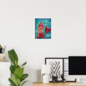 Rode Zeemeermin "Vivian" tropische oceaanfantasie Poster (Thuiskantoor)