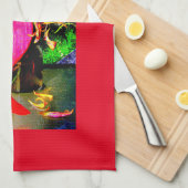 Rode zeemeerminnelijke schoonheid die Thunder_Cove Theedoek (Quarter Fold)