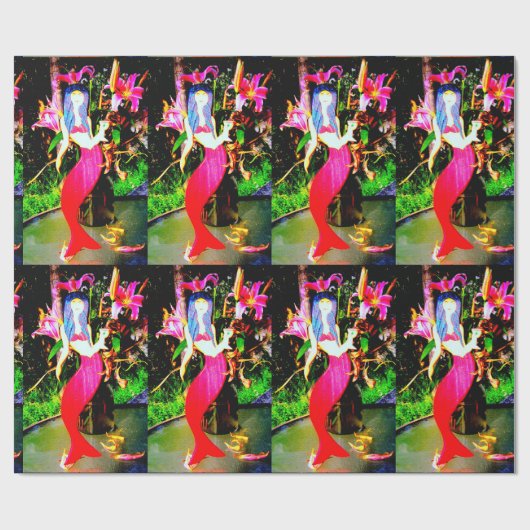 rode zeemeerminnen die feesten cadeaupapier (Vlak)