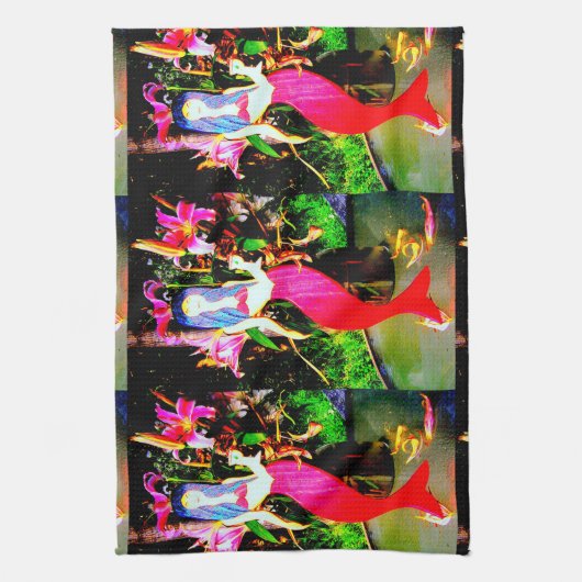 rode zeemeerminnen die feesten theedoek (Verticaal)