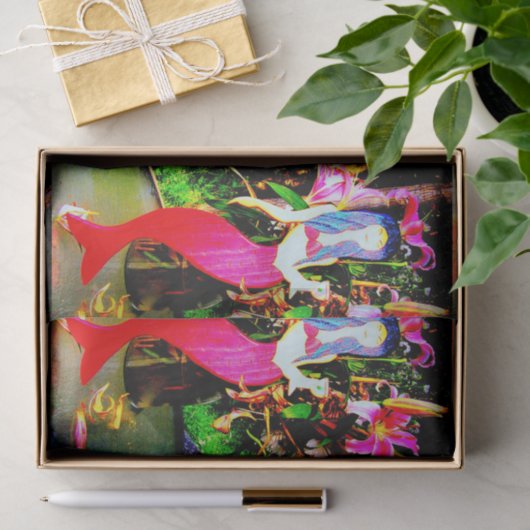 Rode zeemeerminnen die feesten tissuepapier (Geschenk)